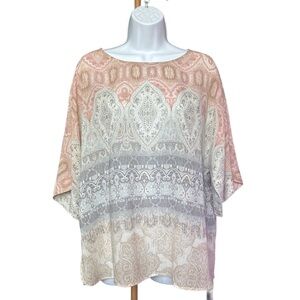 Chico's Pink and Gray Patterned Tunic